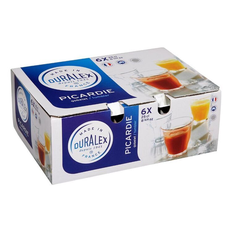 6pcs 250ml Picardie Clear Glass Tumbler Glasses Thick & Sturdy BPA Free