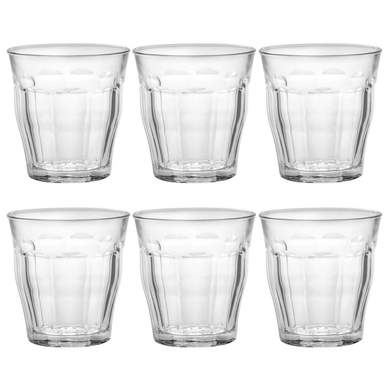 6pcs 250ml Picardie Clear Glass Tumbler Glasses Thick & Sturdy BPA Free