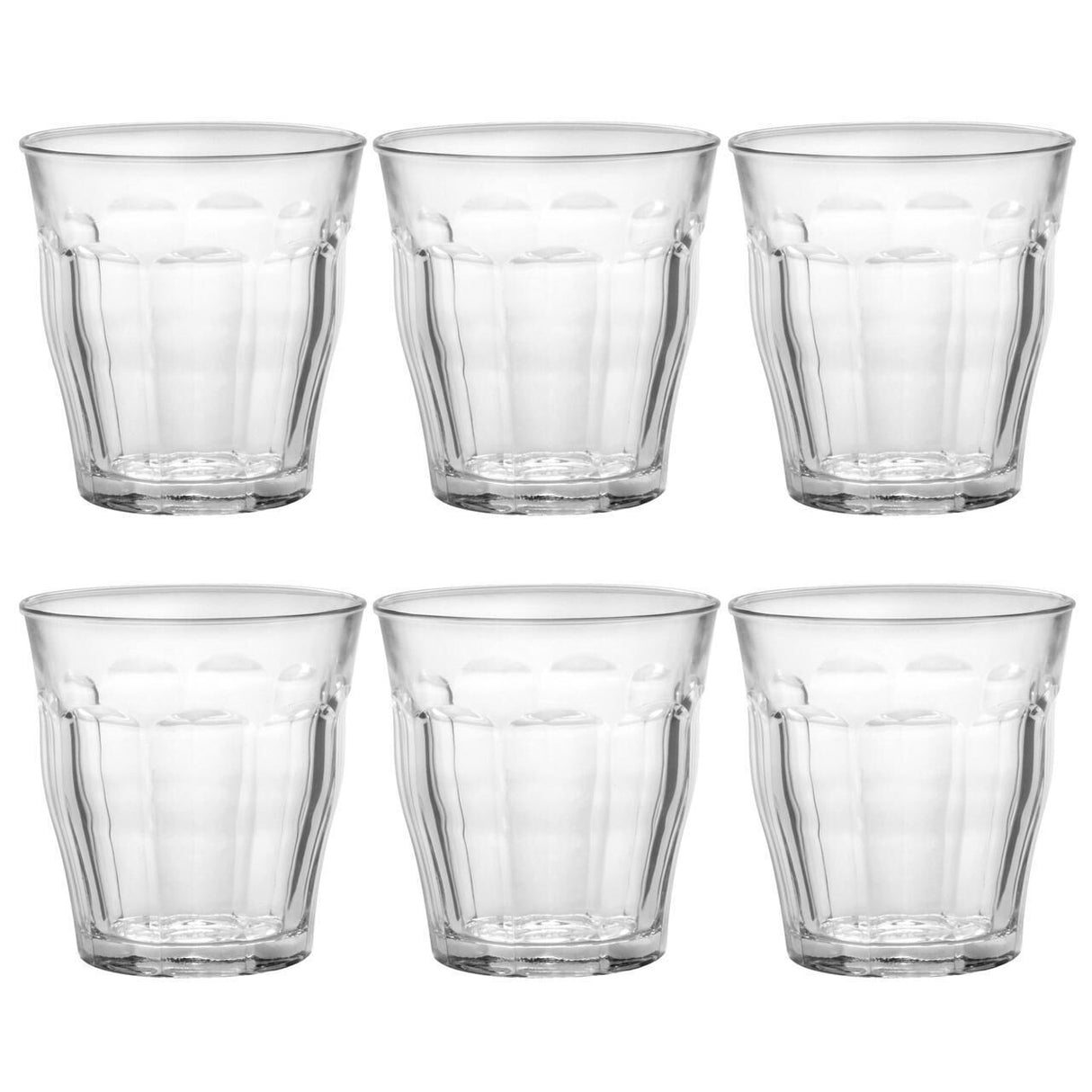 6pcs 250ml Picardie Clear Glass Tumbler Glasses Thick & Sturdy BPA Free