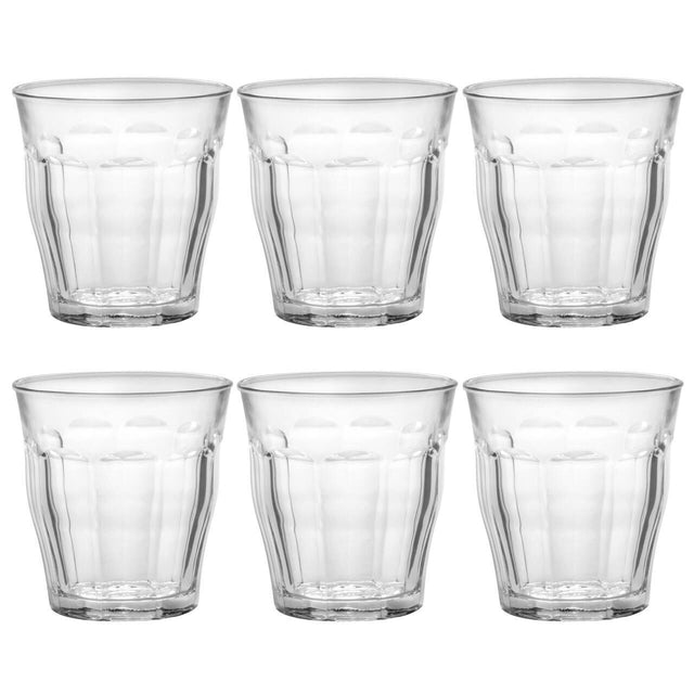 6pcs 250ml Picardie Clear Glass Tumbler Glasses Thick & Sturdy BPA Free