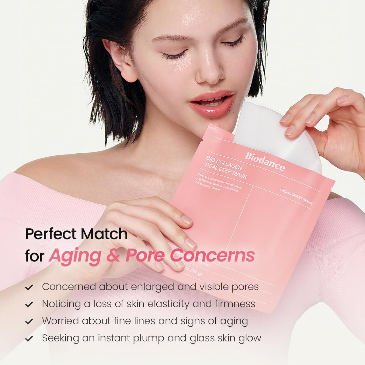 4x Biodance Bio-Collagen Real Deep Hydrogel Face Mask Bulk Pack - 34g Each (Korean Skincare)