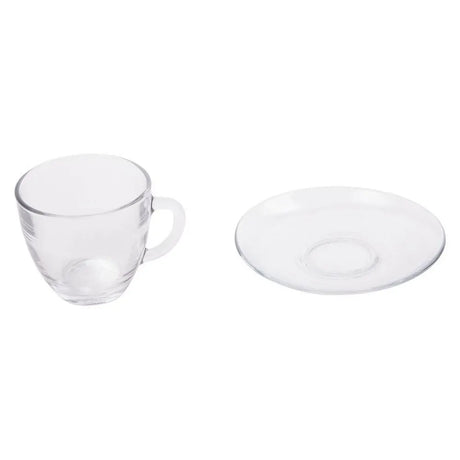 6pcs Duralex Gigogne Clear Tea Coffee Cup & Saucer Set - 220ml per cup
