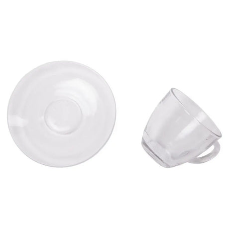 6pcs Duralex Gigogne Clear Tea Coffee Cup & Saucer Set - 220ml per cup