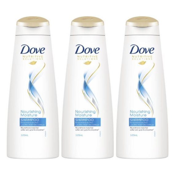 3x Dove 320ml Shampoo Nourishing Moisture Pack - Normal to Dry Hair