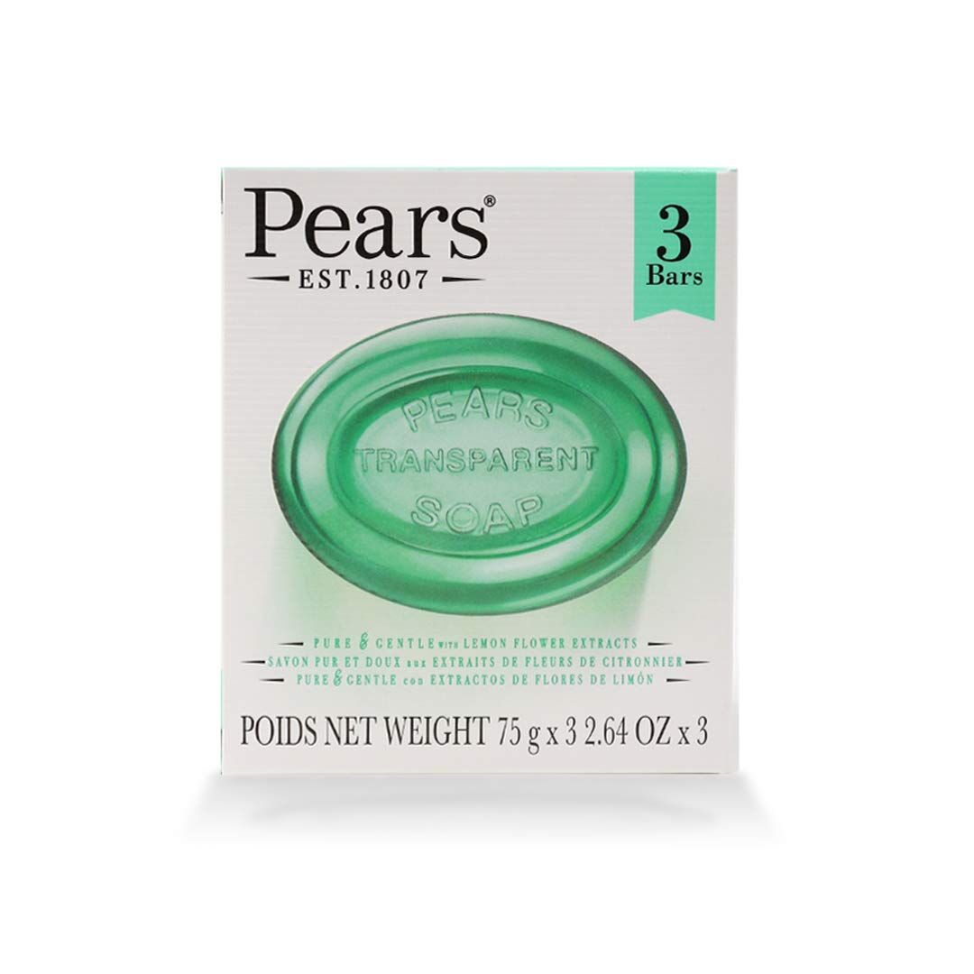 1x Pack of 3x Pears Pure and Gentle Lemon Flower Soap Bar 75g Sensitive Skin