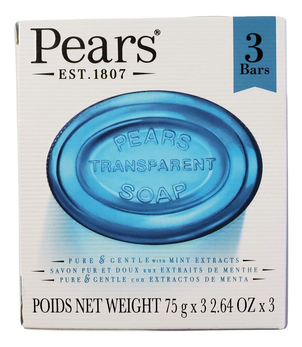 1 Pack of 3x Pears Pure & Gentle Mint Extract Soap Bar Skin Care 75g