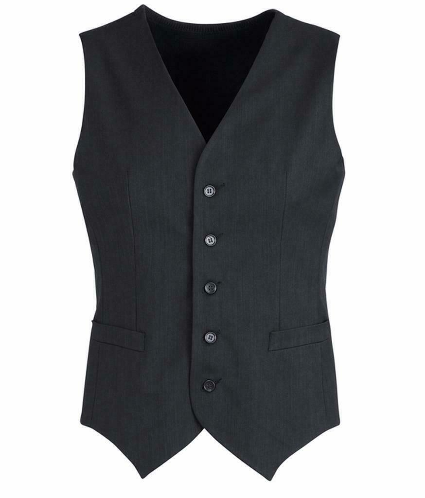 Mens Peaked Vest Waistcoat w/ Knitted Back Suit Formal Wedding Dress Up - Charcoal