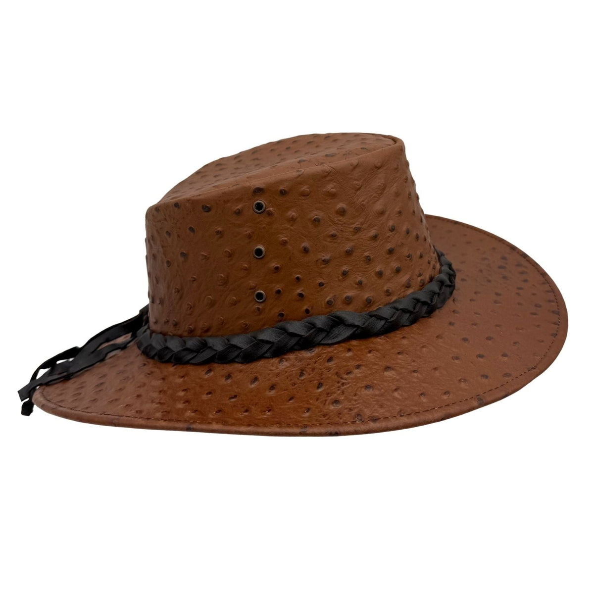 Jacaru 9016 Ostrich Leather Hat - Auburn Brown (Water Resistant & UPF 50+ Made in Australia)