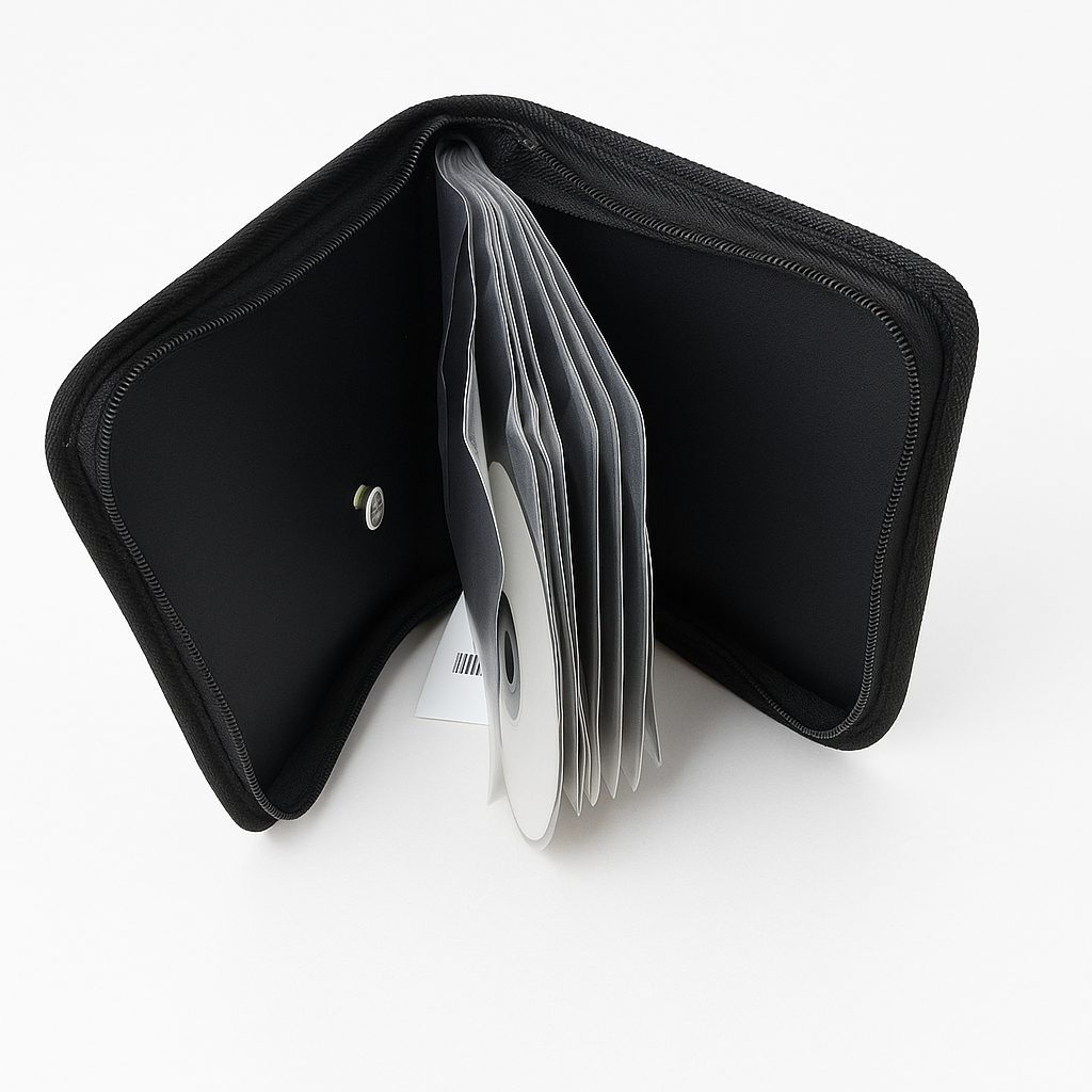 Canvas CD Wallet Sleeve Holder Disc In Car Ideal Storage Carry Case for 12 CDs