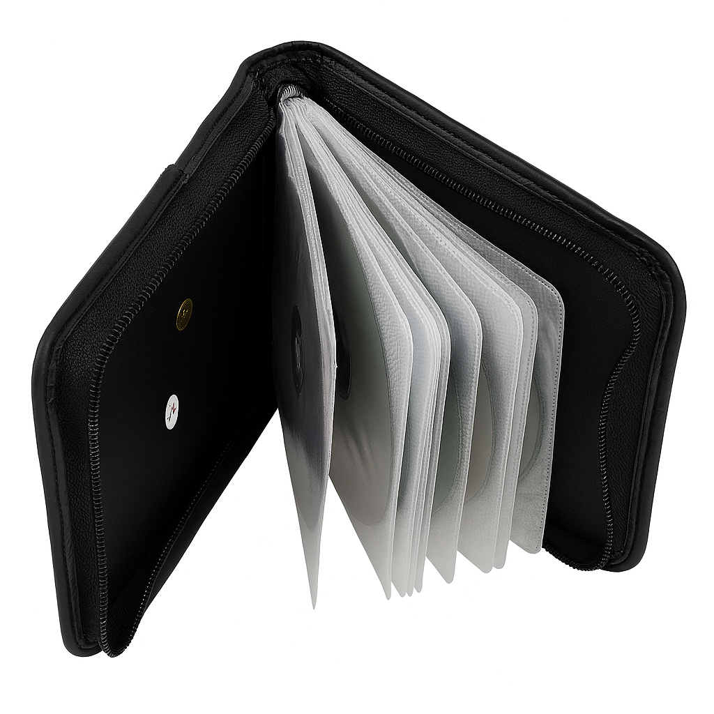 Leather Look CD Wallet Sleeve Holder Disc Ideal Storage Carry Case for 12 CDs in Black