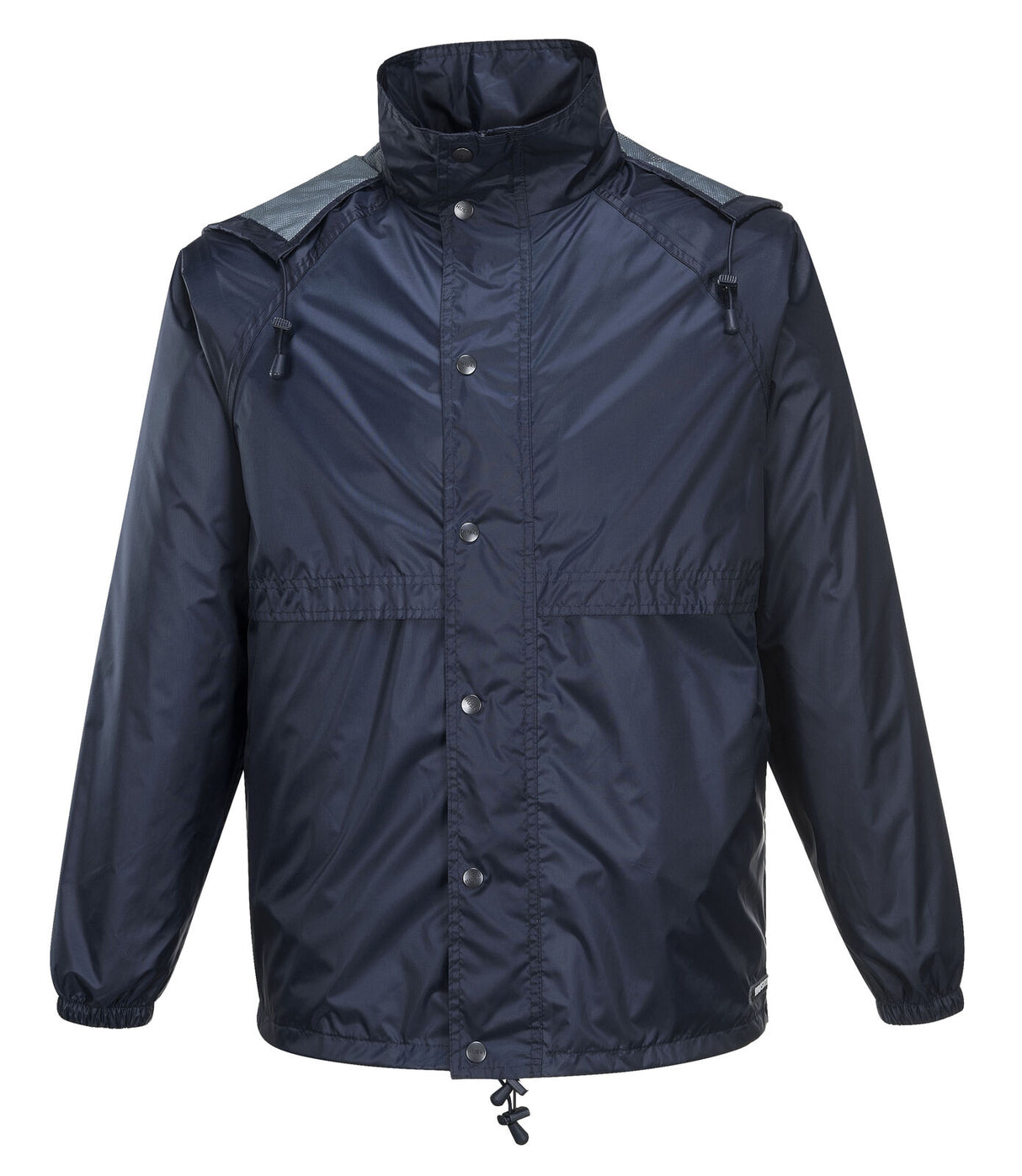 Huski Stratus Mens Waterproof Rain Jacket w/Concealed Hood (Windproof & Packable) - Navy Blue