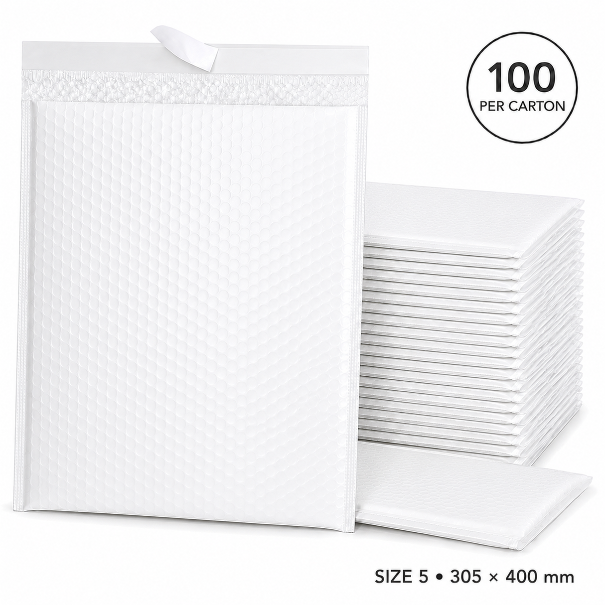 100x White Poly Bubble Mailers Padded Cushioned Postage Envelope - "Size 5" (305mm x 400mm)
