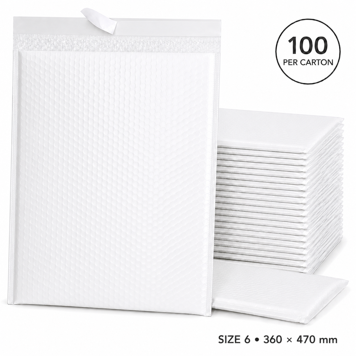 100x White Poly Bubble Mailers Padded Cushioned Postage Envelope - "Size 6" (360mm x 470mm)