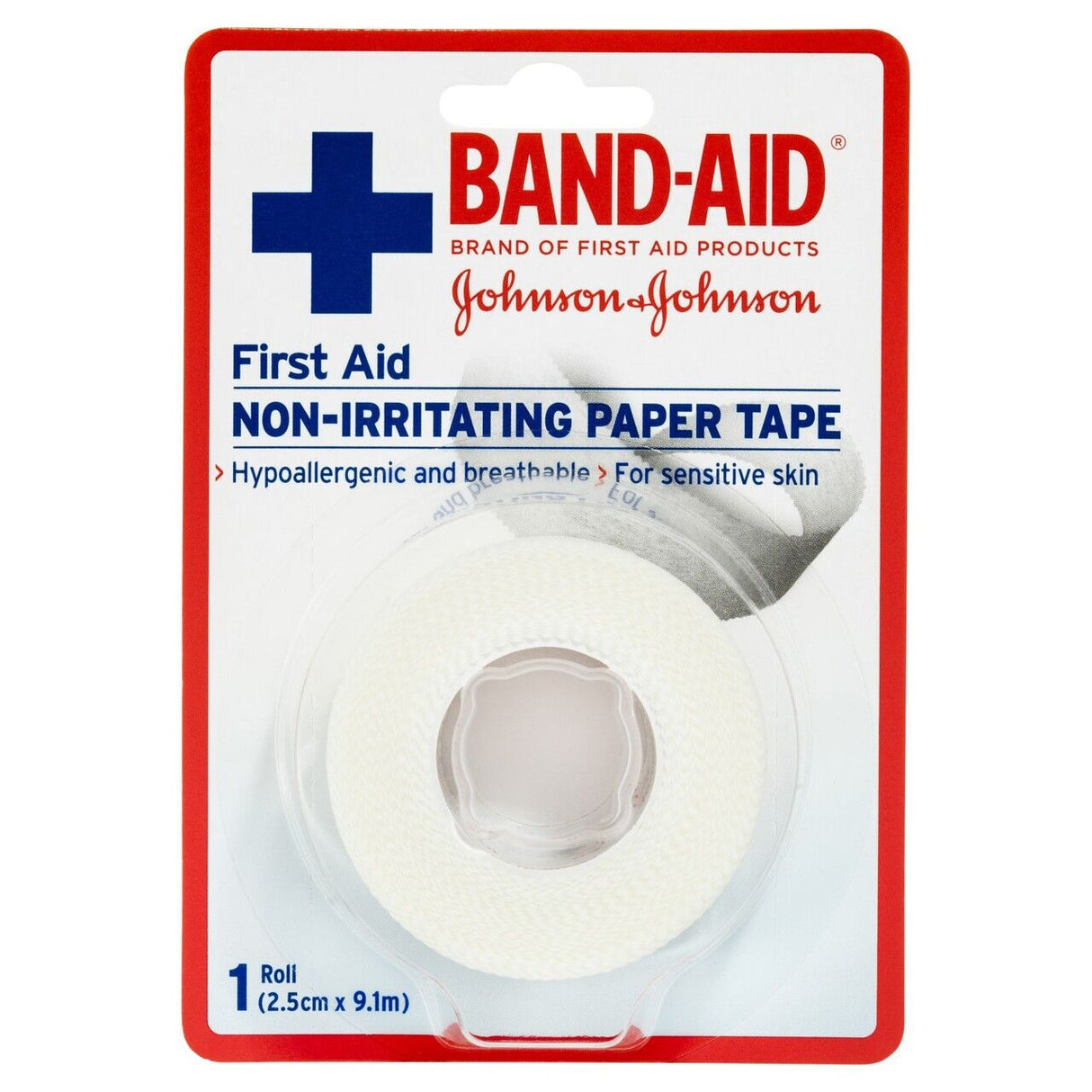 6x Band-Aid First Aid Non-Irritating Paper Tape 2.5cm x 9.1m