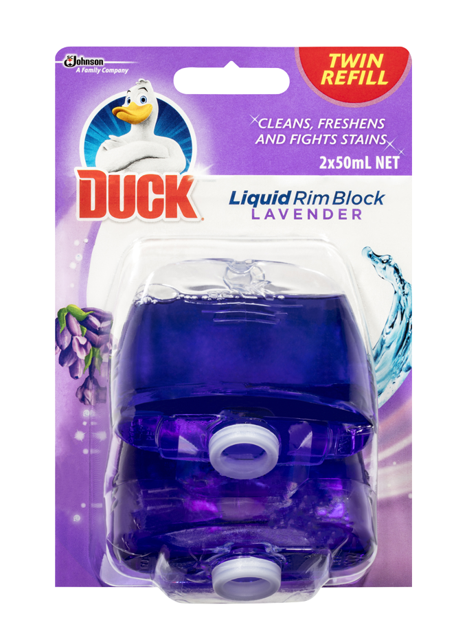Duck Twin Refill Liquid Rim Block Lavender 2x50ml Toilet Cleaner