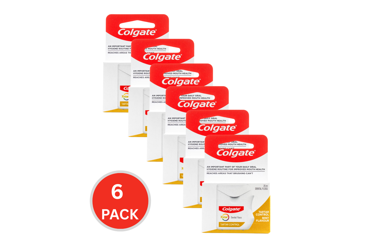 6x Colgate Dental Floss Tartar Control 25m Bulk Pack