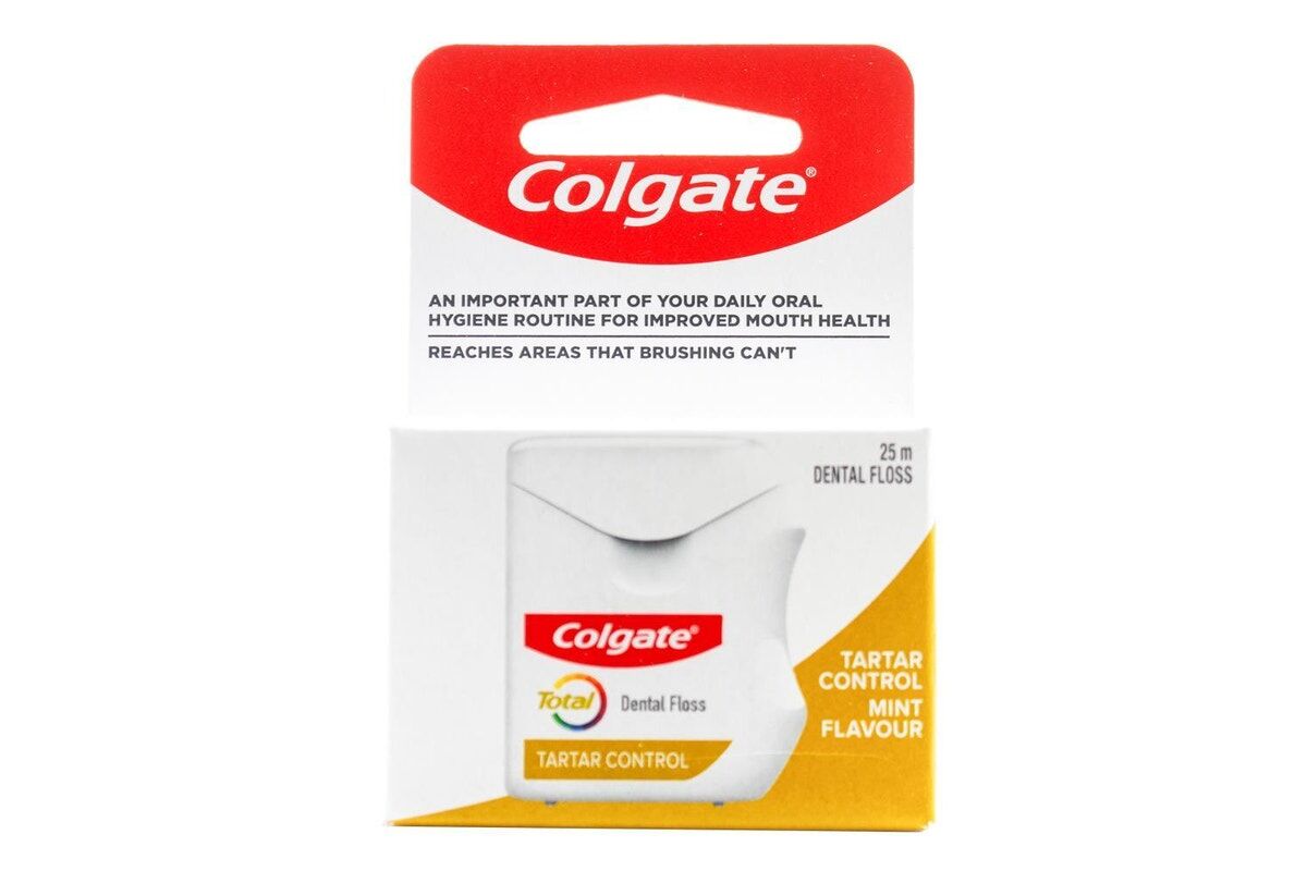 Colgate Total Tartar Control Dental Floss 25m - Mint Waxed (Plaque Removal)