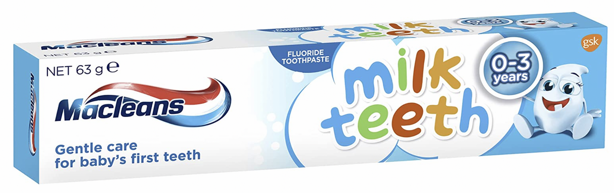 Macleans 63g Fluoride Milk Teeth Toothpaste - Gentle Care (Babies 0-3 Years)