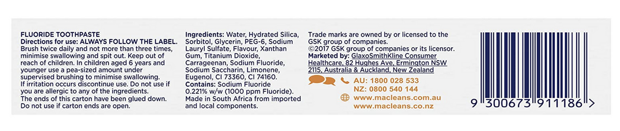 Macleans Fluoride Toothpaste Little Teeth 63g For Kids 4-6 years - Bubble Mint