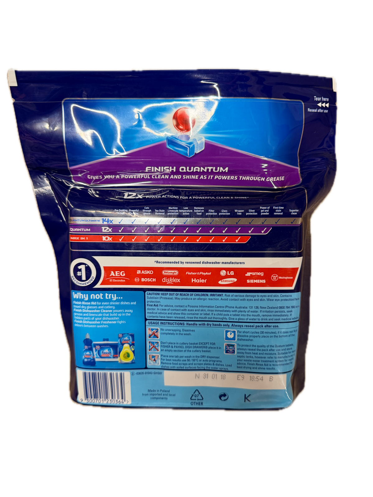 Finish Powerball Quantum Original Dishwashing Tablets 40 Pack