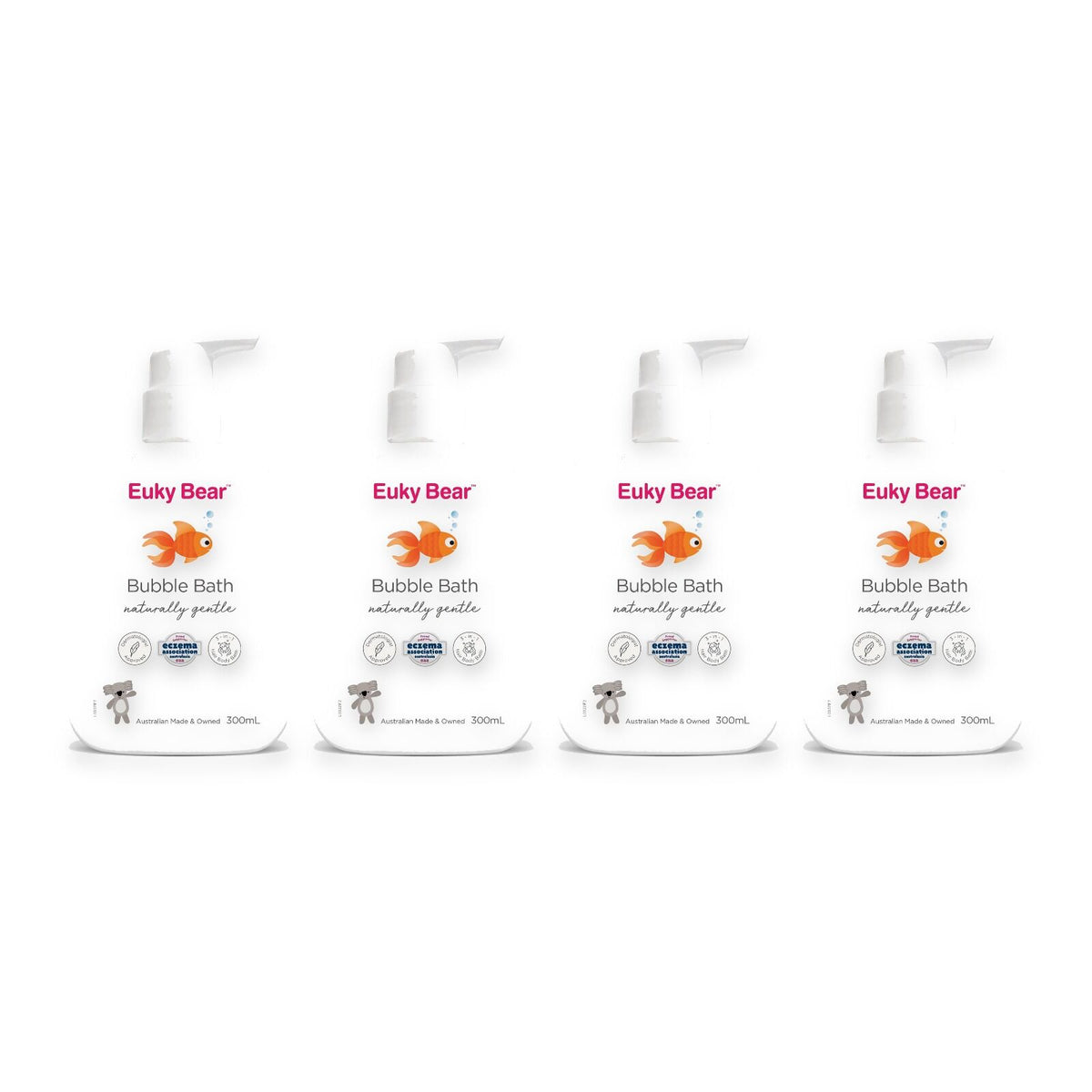 4x Euky Bear Bubble Bath 3-in-1 Hair Body Bath Kids Sensitive Skin 300ml