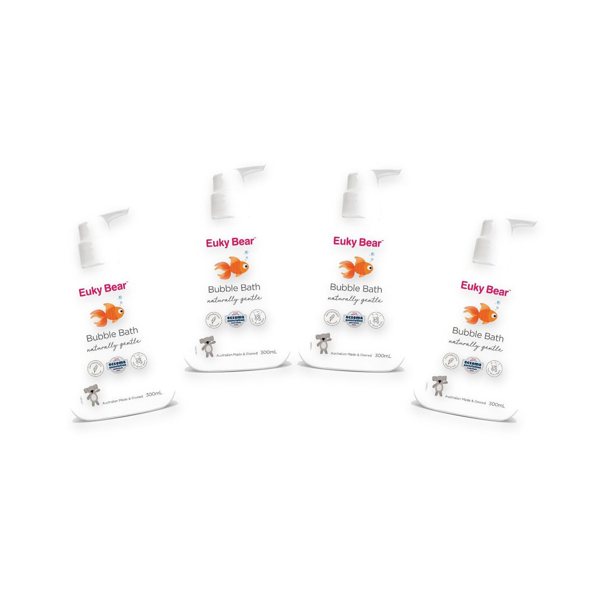 4x Euky Bear Bubble Bath 3-in-1 Hair Body Bath Kids Sensitive Skin 300ml