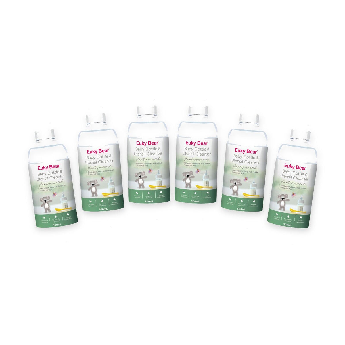 6x Euky Bear Baby Bottle & Utensil Cleaner Plant-Based Enzyme 500mL