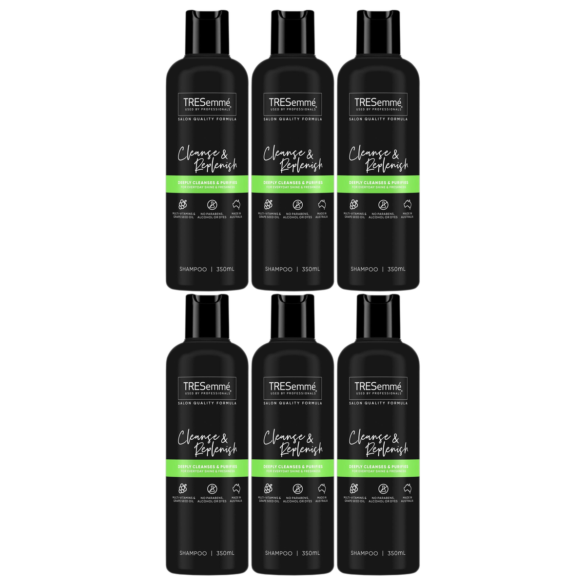6x TRESemmé 350ml Cleanse & Replenish Shampoo Bulk Pack - Multivitamins & Grape Seed Oil