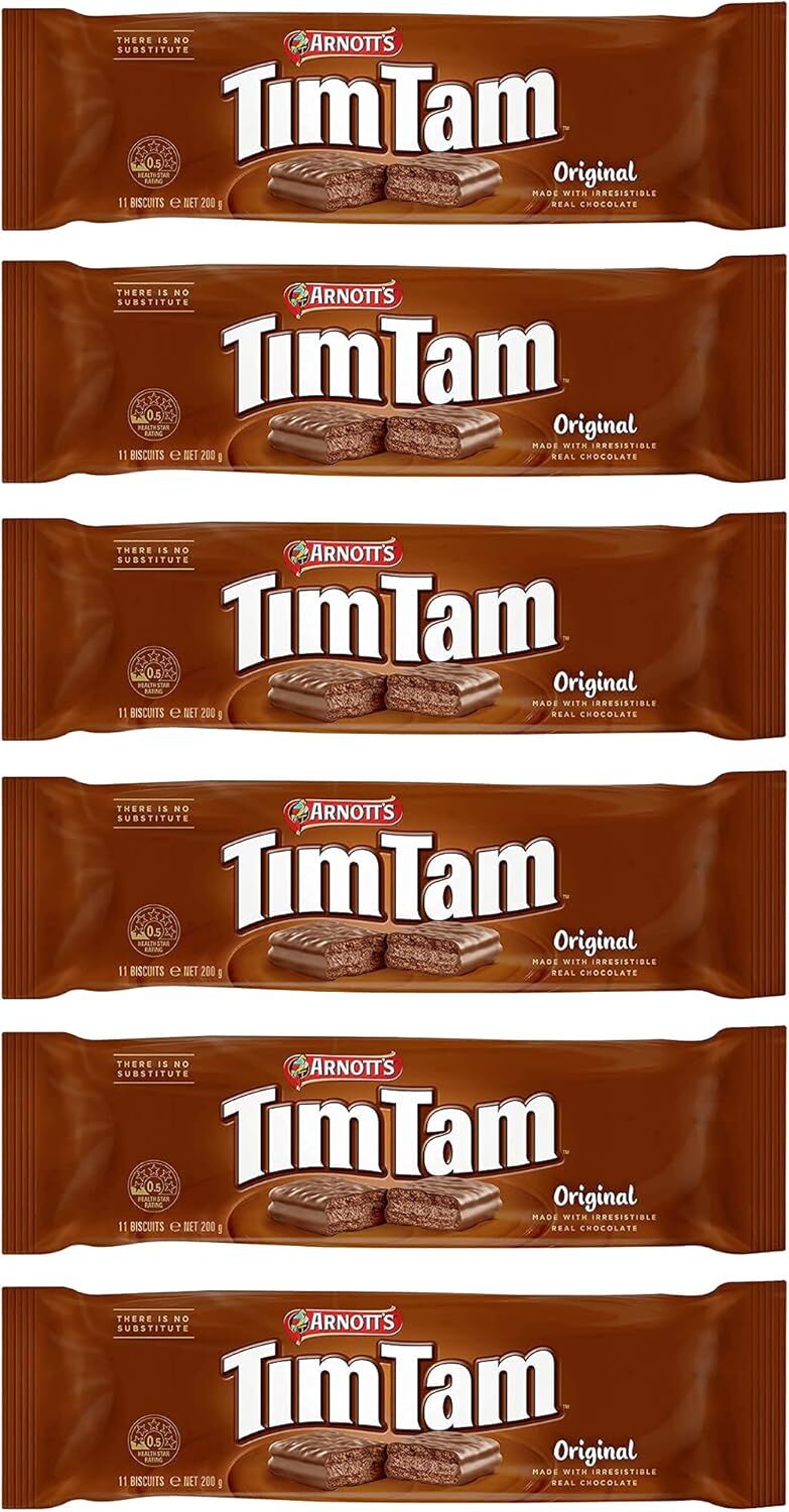 Arnott's Tim Tam Original Chocolate Biscuits 200g - 6 Packets Bulk (Fresh Australian Batch)