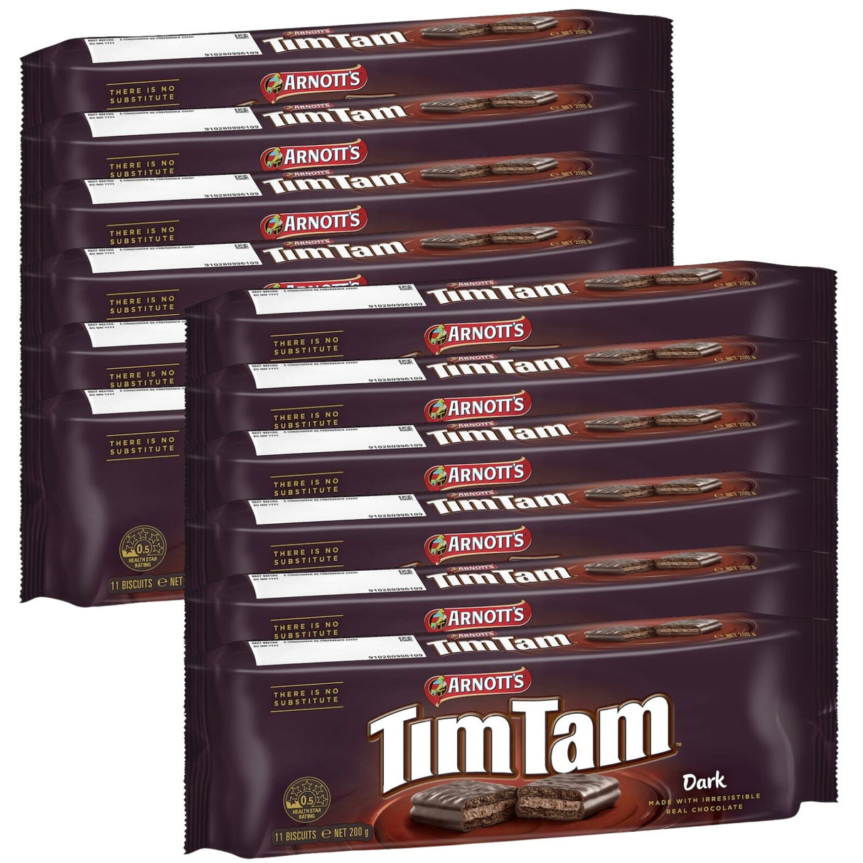 12x Arnott's Tim Tam Dark Chocolate Biscuits 200g - 1 Packet (Fresh Australian Batch)
