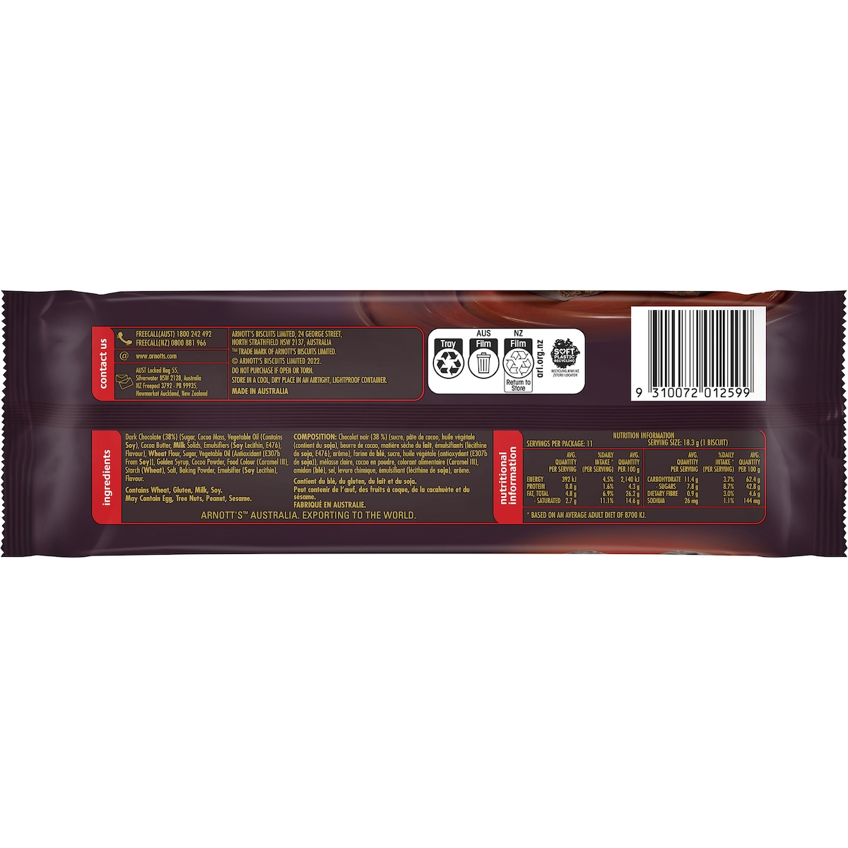 12x Arnott's Tim Tam Dark Chocolate Biscuits 200g - 1 Packet (Fresh Australian Batch)