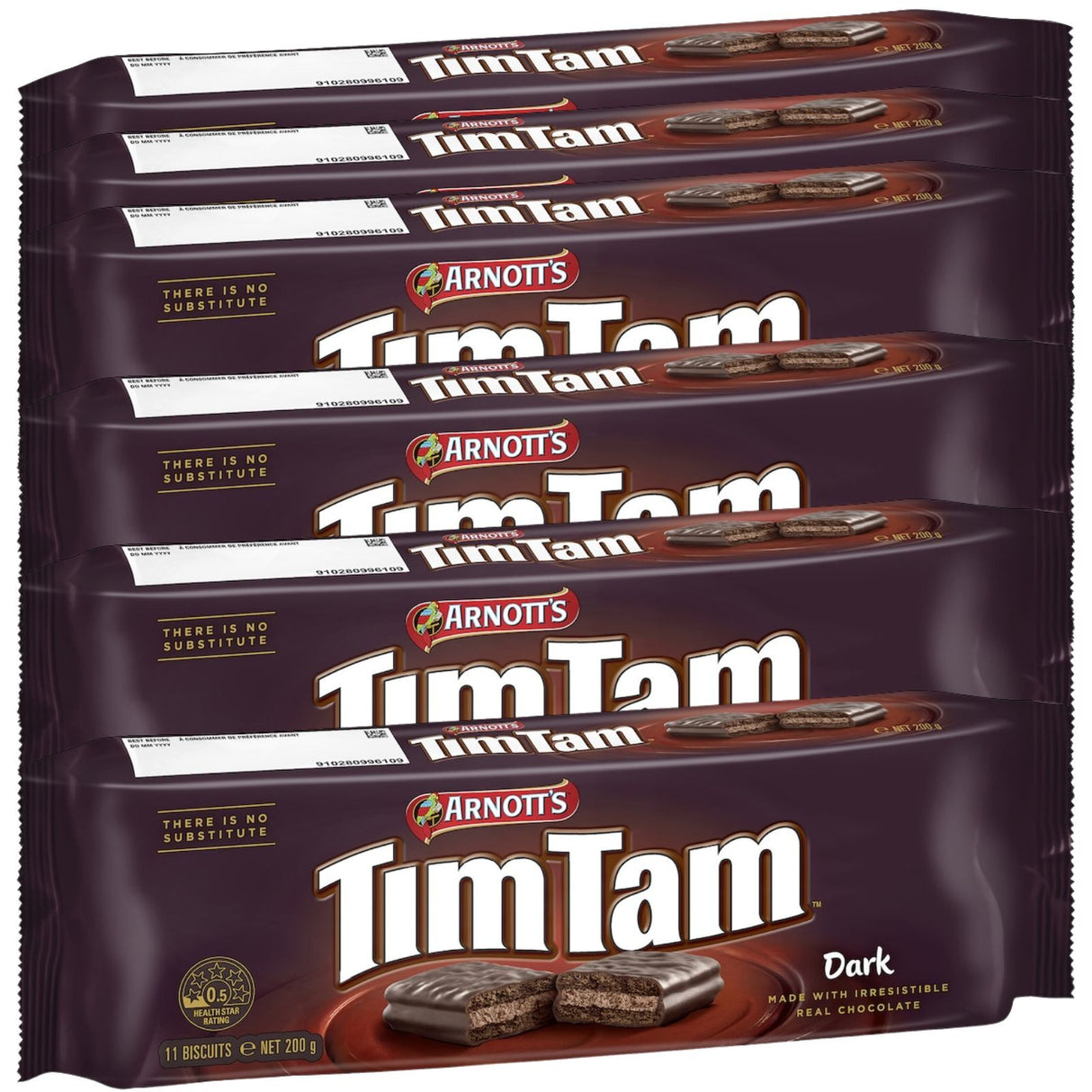 6x Arnott's Tim Tam Dark Chocolate Biscuits 200g - 1 Packet (Fresh Australian Batch)