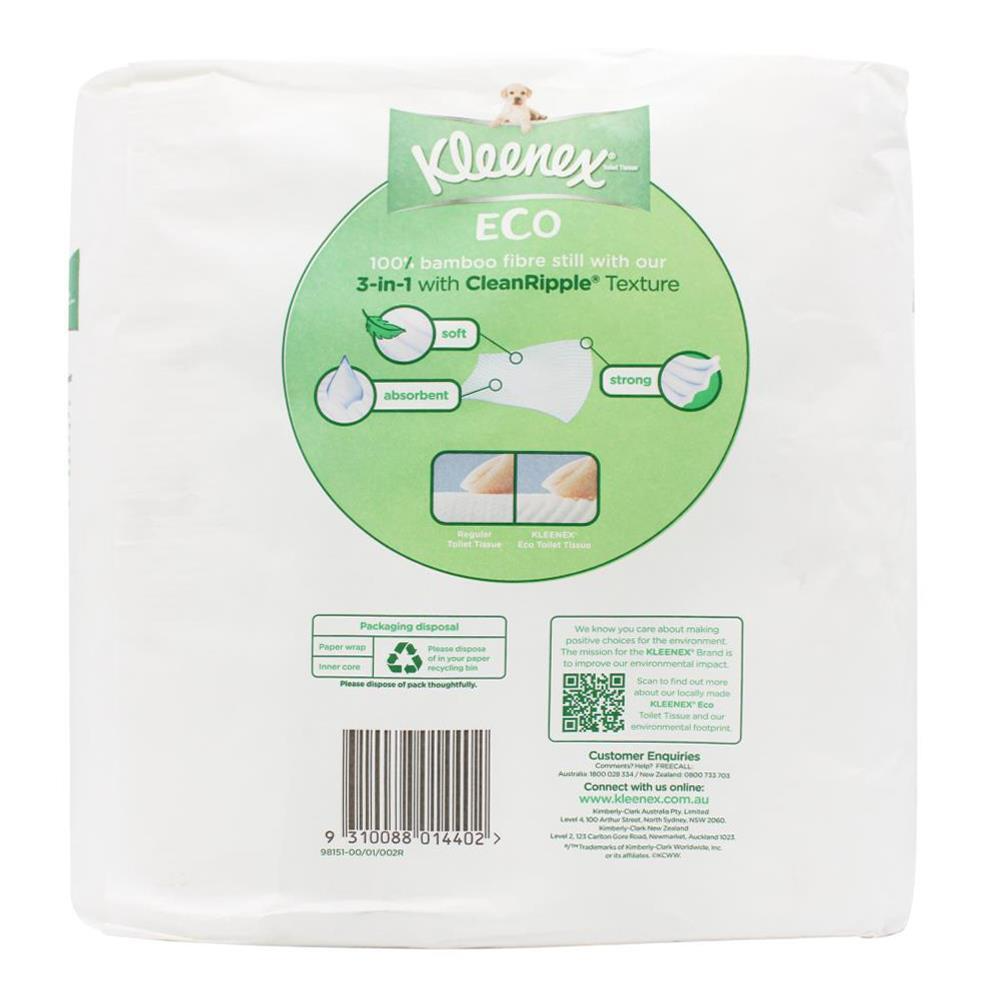 KLEENEX TOILET TISSUE ECO BAMBOO FIBRE 9 ROLLS X 180 SHEETS