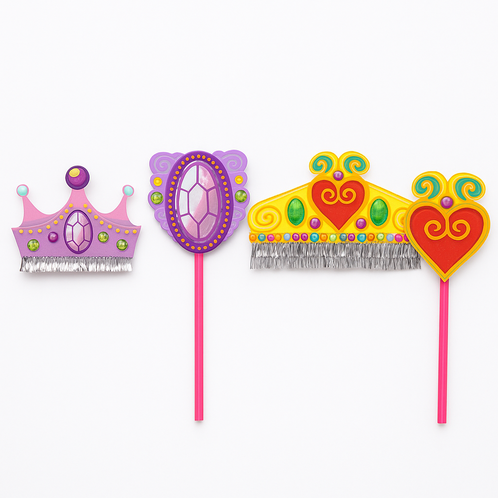 2-Pack Crown & Wand Set Tiara for Costume and Dress Ups