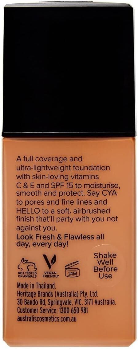 3x Australis Fresh & Flawless Full Coverage Foundation SPF15 - Sunkissed (Bulk Pack)