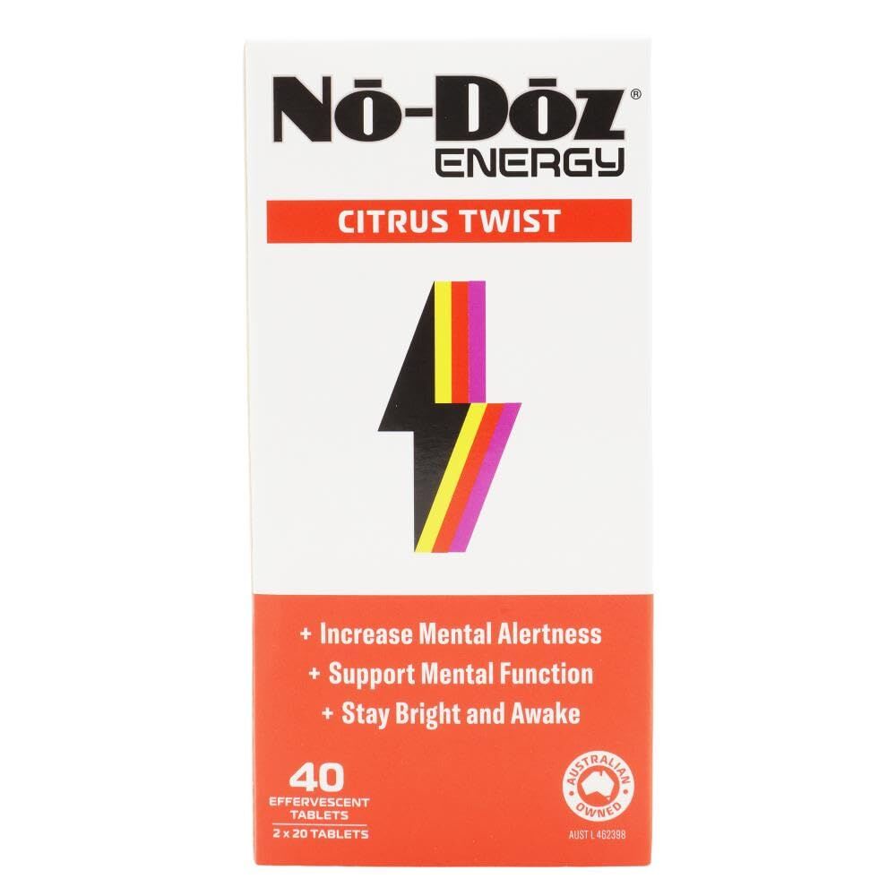 No Doz Effervescent Tablets Energy Citrus Twist 40 Pack (2 x 20 Pack)
