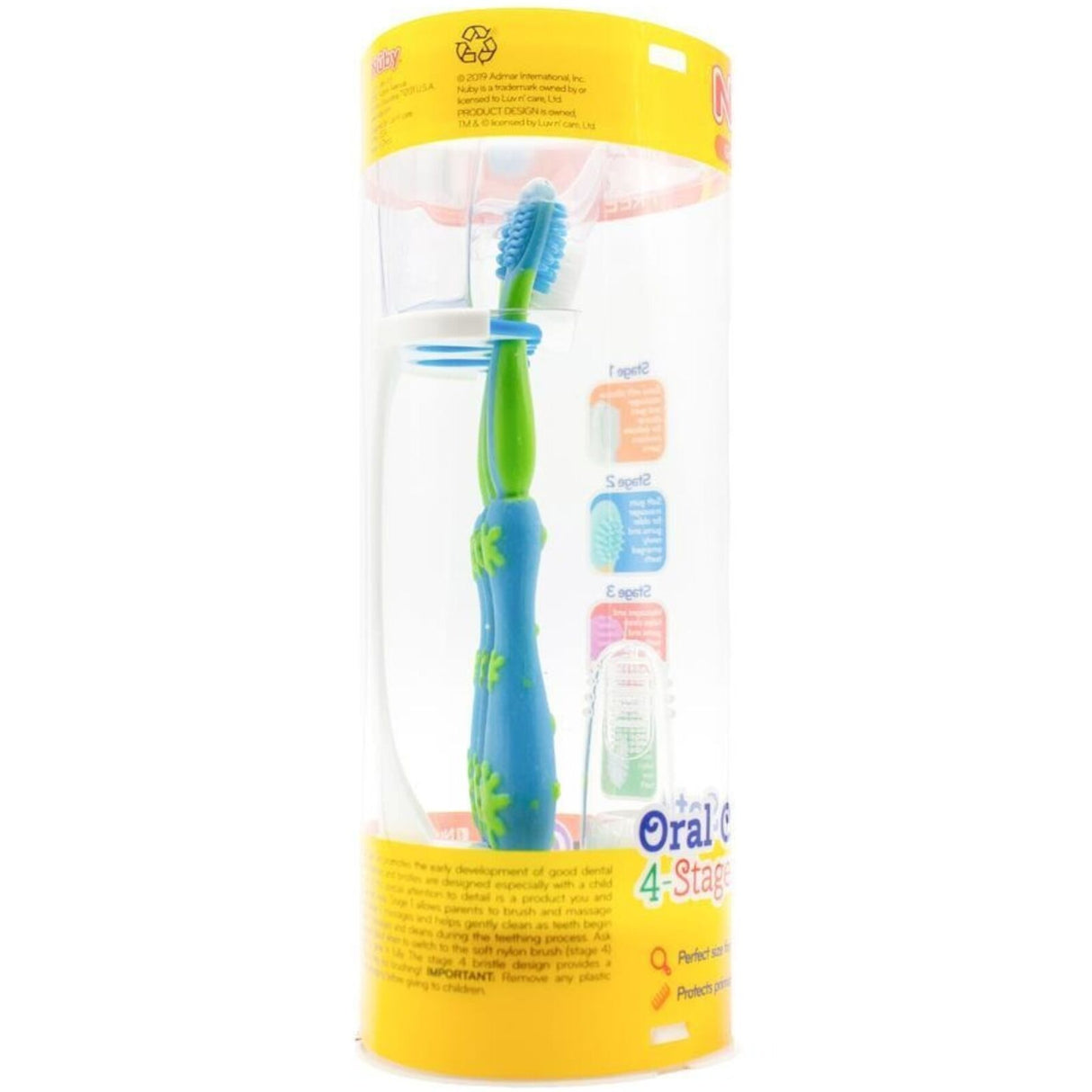 Nuby Baby Oral Care Set 4 Stage Toothbrush Teether Gum Cleaner in Pink & Blue