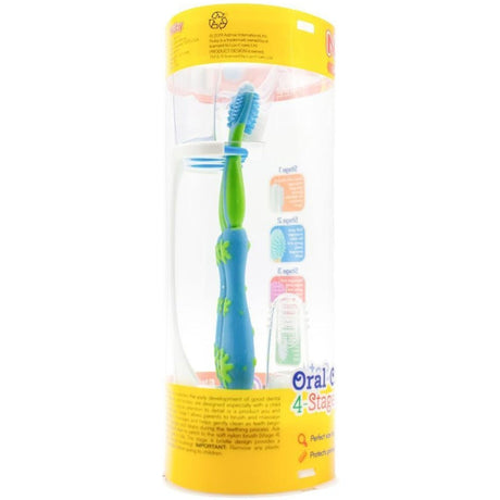 Nuby Baby Oral Care Set 4 Stage Toothbrush Teether Gum Cleaner in Pink & Blue