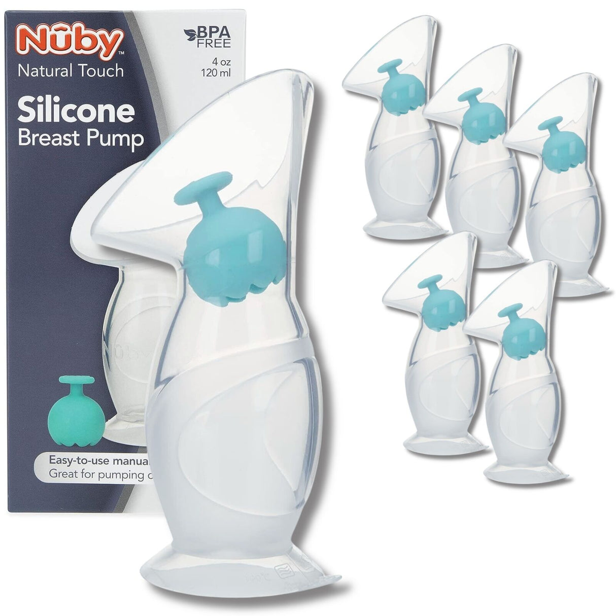 6x Nuby Silicone Breastfeeding Pumps, 120 ml Capacity