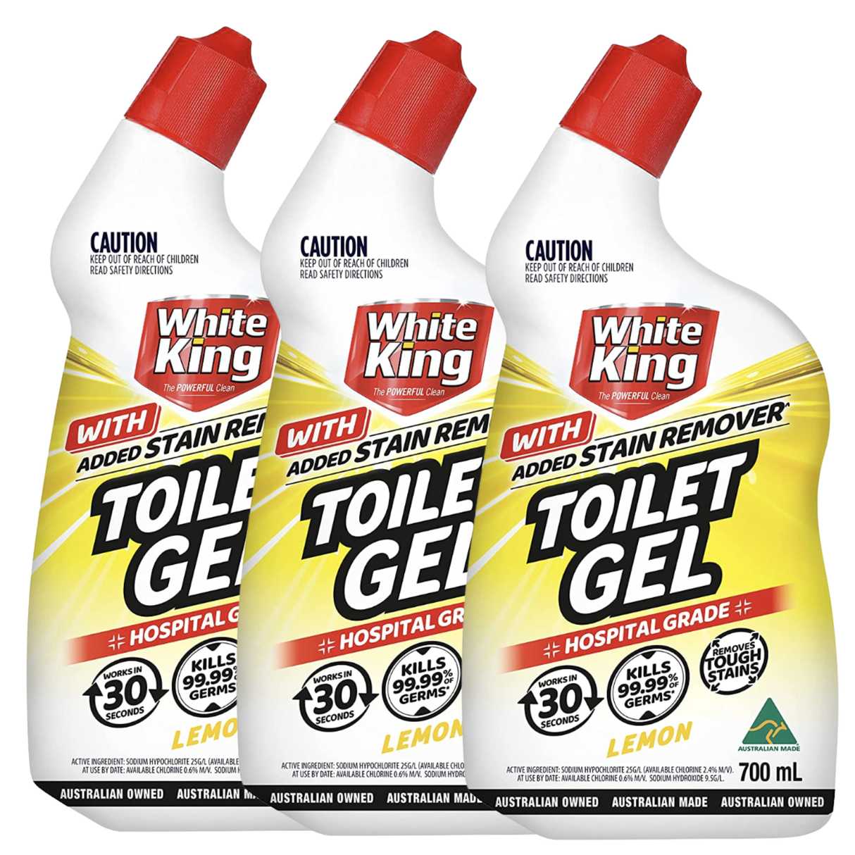 White King Toilet Gel with Stain Remover Hospital Grade 700ml - Lemon