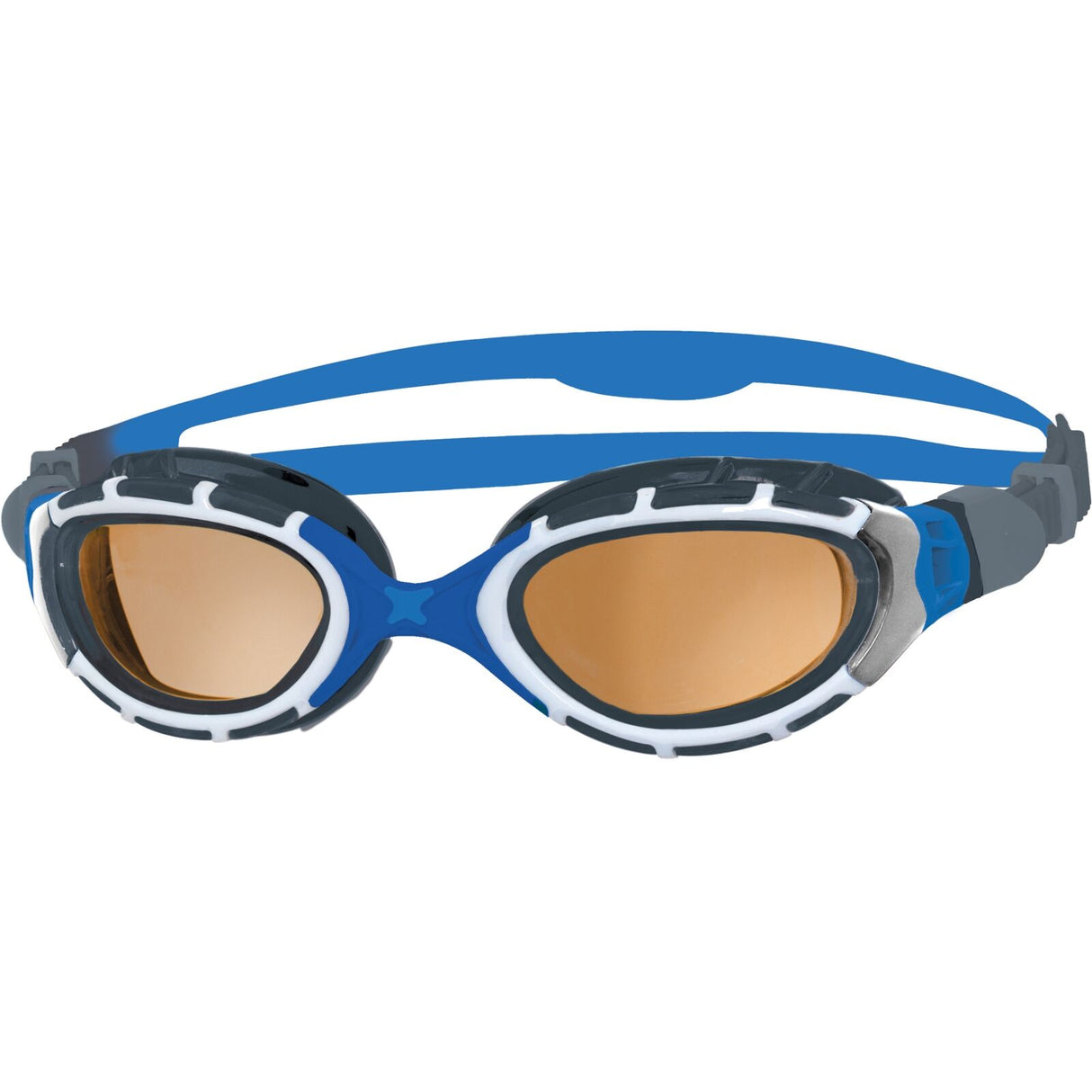 Zoggs Predator Flex Swimming Goggles - Polarized Ultra Copper Lenses - Regular Fit - Blue/Grey