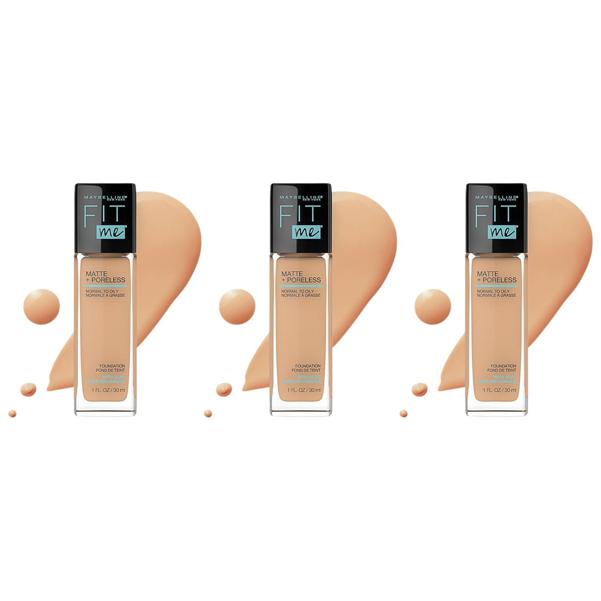 3x Maybelline 30ml Fit Me Matte + Poreless Foundation Matte Finish Pack - 228 Soft Tan