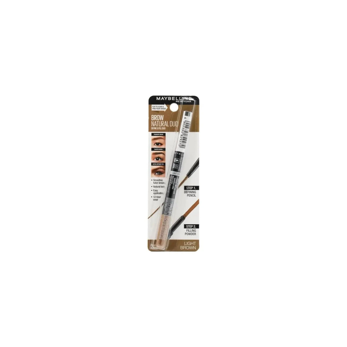 2x Maybelline 20g Brow Natural Duo Eyebrow Liner - Light Brown