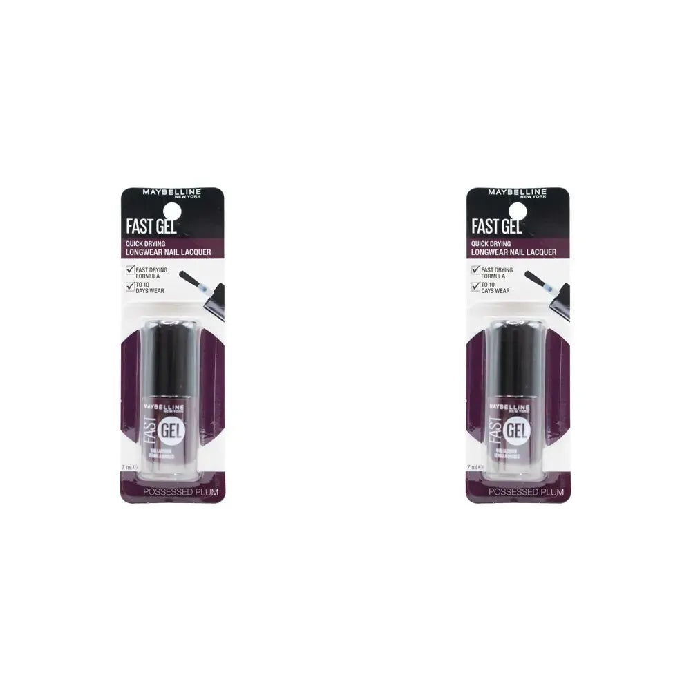 2x Maybelline Fast Gel Quick Drying Longwear Nail Lacquer 6.7ml - 13 Possessed Plum