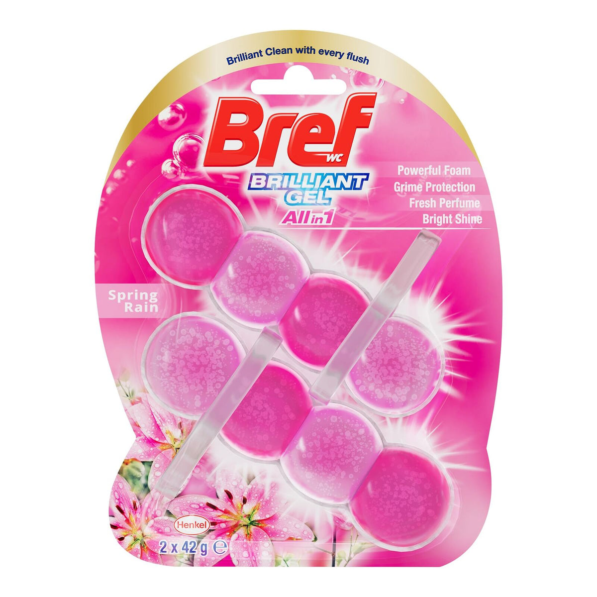 Bref Brilliant Gel Toilet Rim Block Cleaner Spring Rain 84g