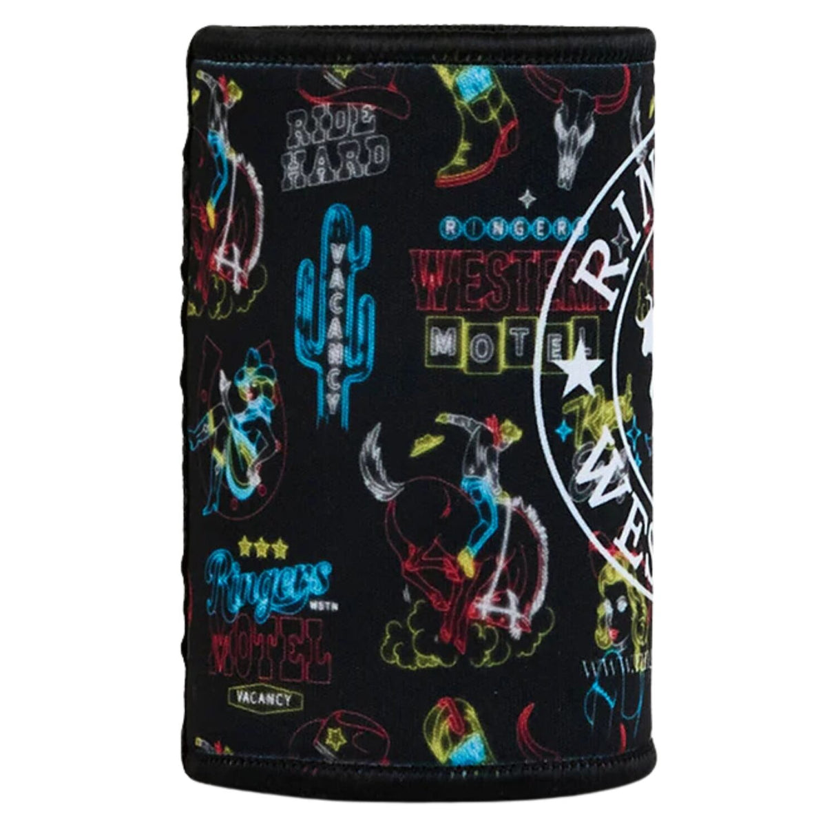 Ringers Western Stubby Cooler Holder Neoprene Saloon Design in Mulberry