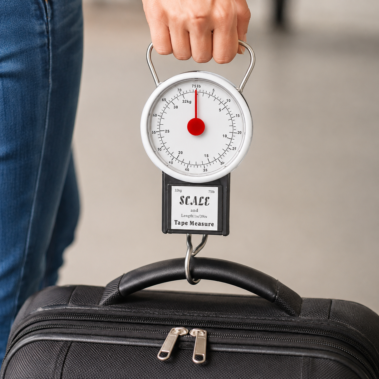 32kg Portable Analogue Luggage Travel Scales w/ Hook
