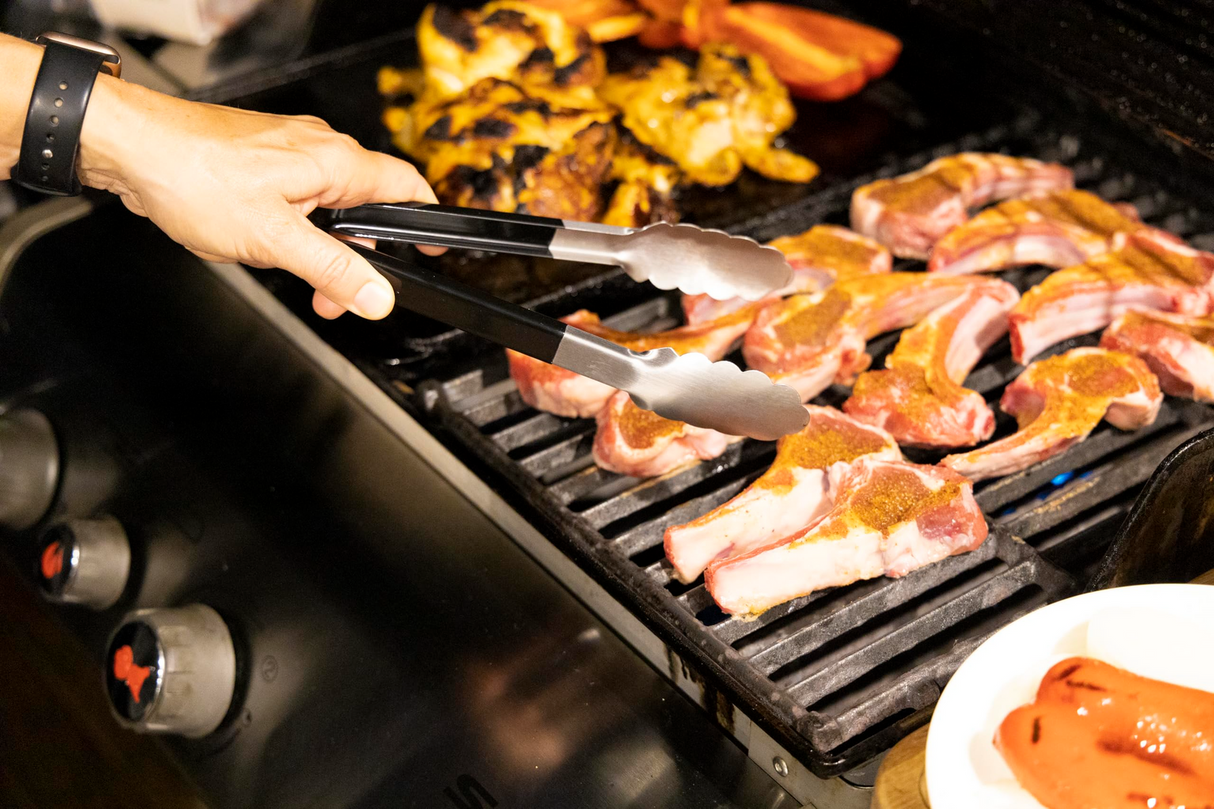 2pc Cuisena 24/30cm Stainless Steel Utility Tongs Set BBQ Cooking Utensil - Black