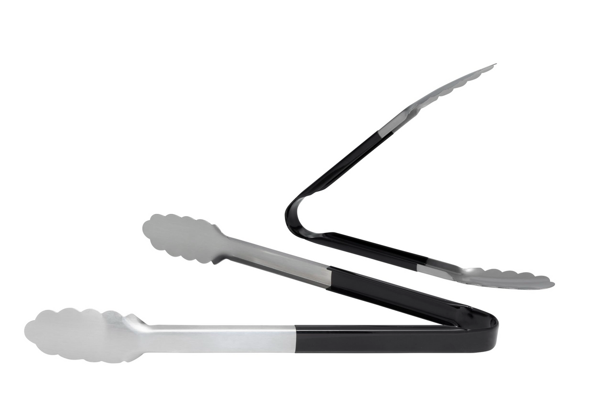 2pc Cuisena 24/30cm Stainless Steel Utility Tongs Set BBQ Cooking Utensil - Black