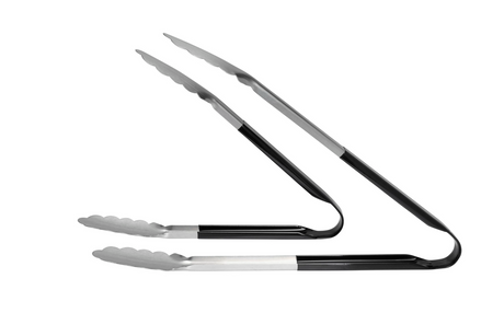 2pc Cuisena 24/30cm Stainless Steel Utility Tongs Set BBQ Cooking Utensil - Black